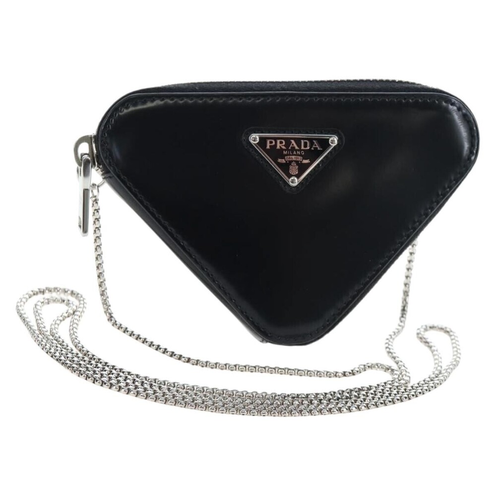Prada Triangle Logo Zip Embossed Leather Mini